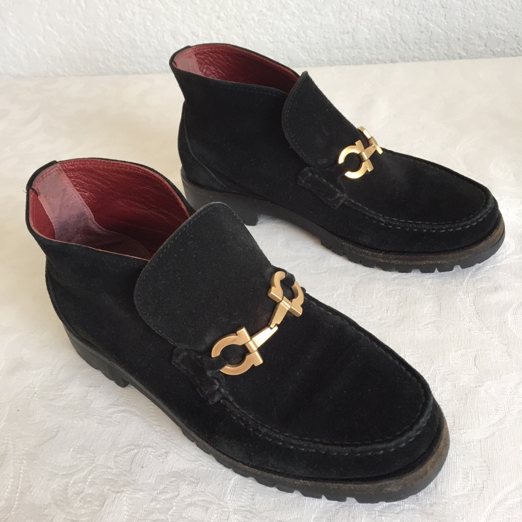 Salvatore Ferragamore Black Gancini Bit Boots